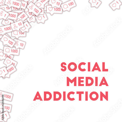 Social media icons. Social media addiction concept. Falling counter comment friend notification. Exo
