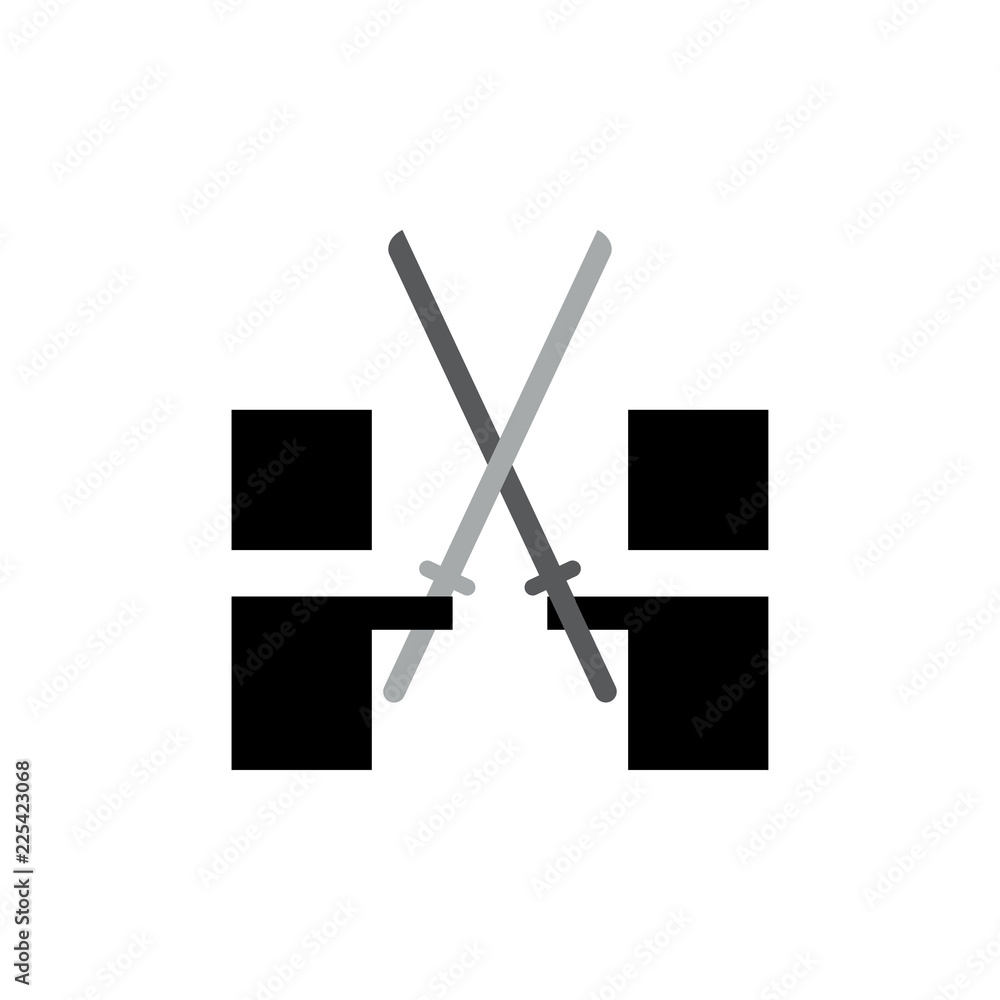 Samurai fighting logo icon Samurai fighting logo icon