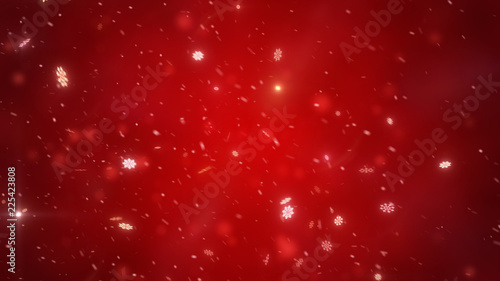 Christmas falling magic snow on a red background. Snowstorm background for Celebration or greetings image. Winter storm illustration with snowflakes.