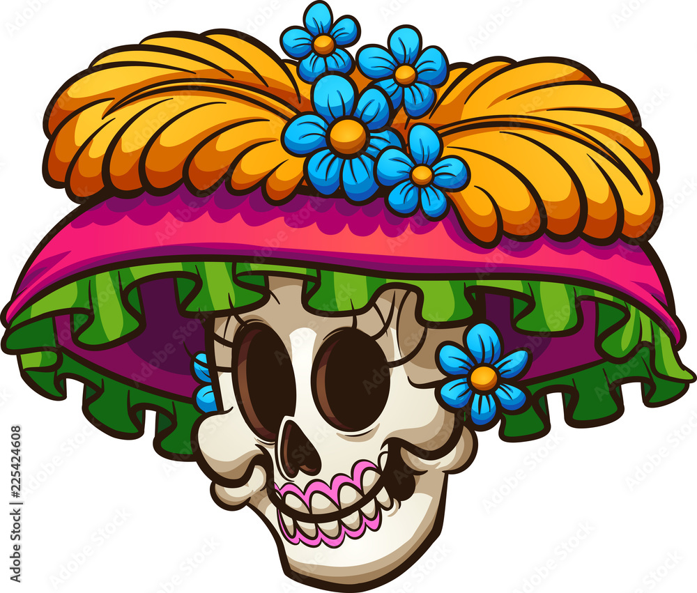 Visible chico Ilegible Day of the dead Mexican catrina skull. Vector clip art illustration with  simple gradients. All in a single layer. vector de Stock | Adobe Stock