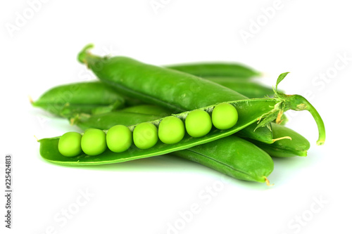 Isolated Fresh In-Shell Peas.