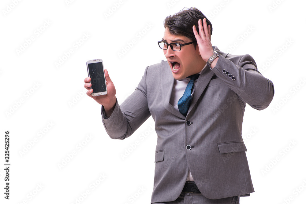 Businessman with mobile phone isolated on white Businessman with mobile phone isolated on white