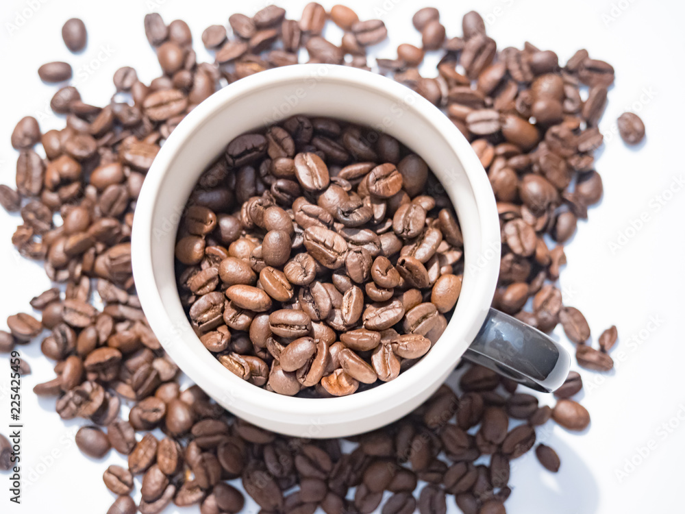 cup with coffee beans