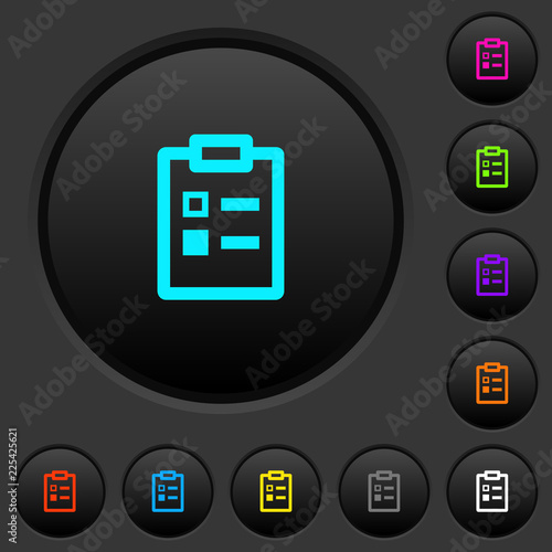Survey dark push buttons with color icons