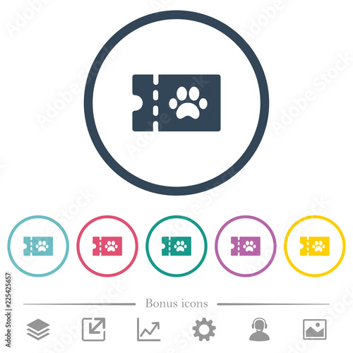 pet shop discount coupon flat color icons in round outlines