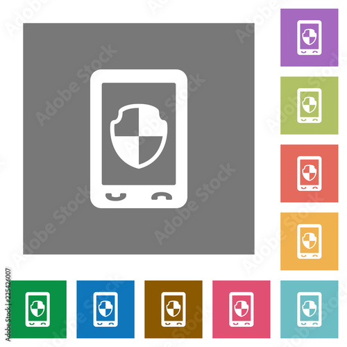 Mobile protection square flat icons