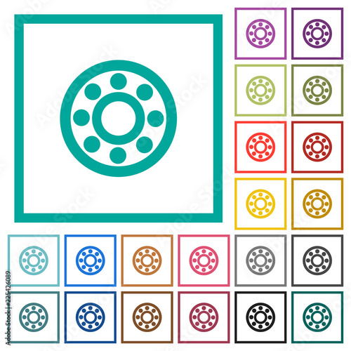Bearings flat color icons with quadrant frames