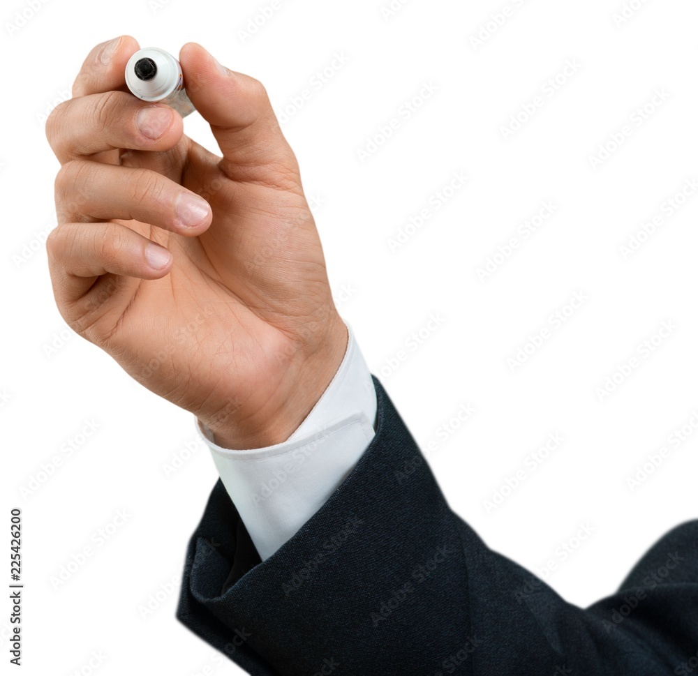 Fototapeta premium Closeup of a Businessman Writing on the Air