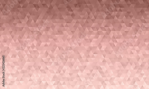 Dusky Pink Low Poly Triangle Pattern Vector Background. Pink Metallic Gradient Geometric Faceted Texture.