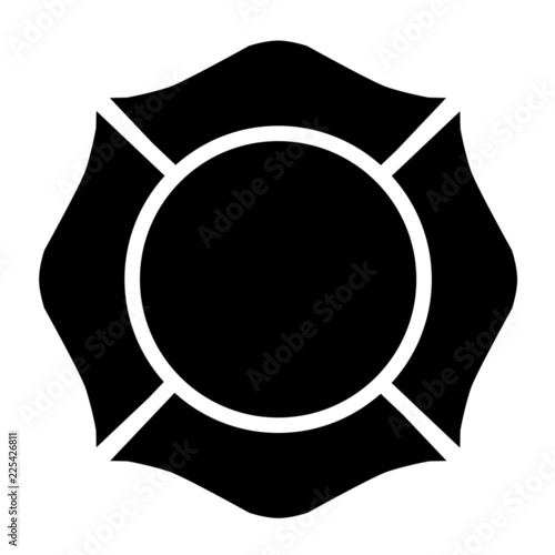 Firefighter Emblem St Florian Maltese Cross Black and White