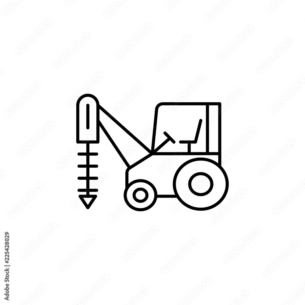 auger tractor icon. Element of construction machine icon for mobile concept and web apps. Thin line auger tractor icon can be used for web and mobile