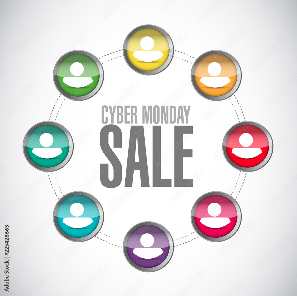 Cyber Monday Sale teamwork communication concept