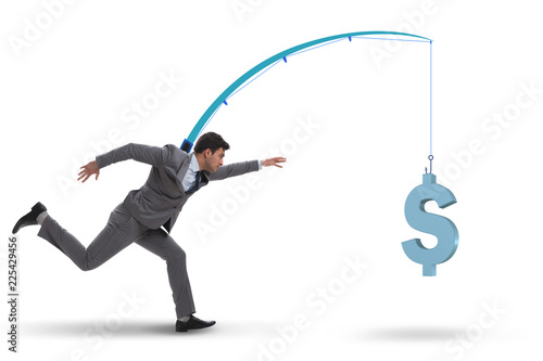 Εκτύπωση καμβά Businessman chasing money on fishing rod