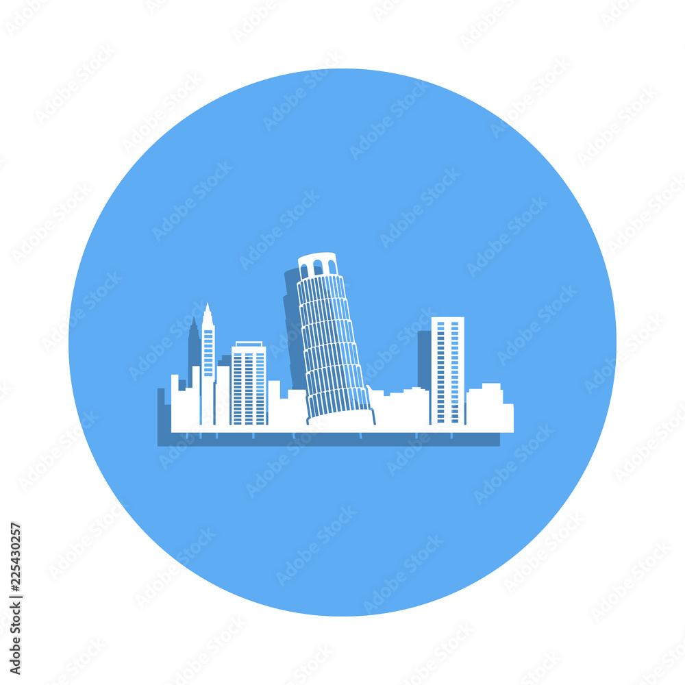 cityscape Pisa icon in badge style. One of Cityscape collection icon can be used for UI, UX
