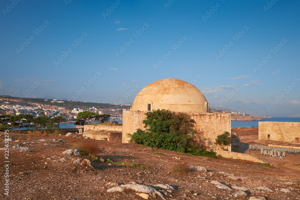 Medieval fortress buildings early in Rethymno city, Crete