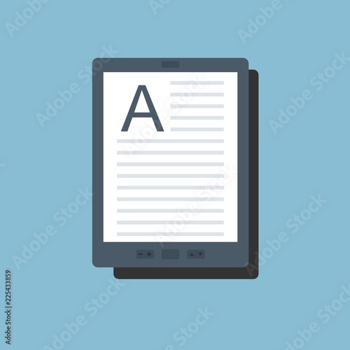 E-book vector icon in flat style. E-reader symbol Isolated on a light background. Electronic or kindle book concept.