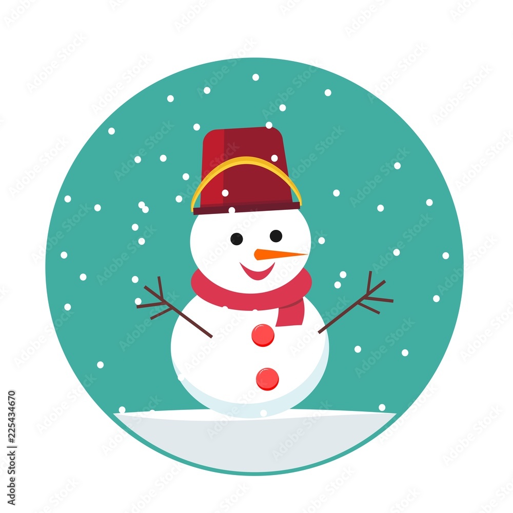 Snowman icon in flat style. Stock vector illustration.