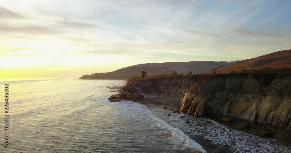 Aerial Drone Gaviota Coast Beautiful Coastal Cliffs at Sunset Aerial Drone Gaviota Coast Beautiful Coastal Cliffs at Sunset