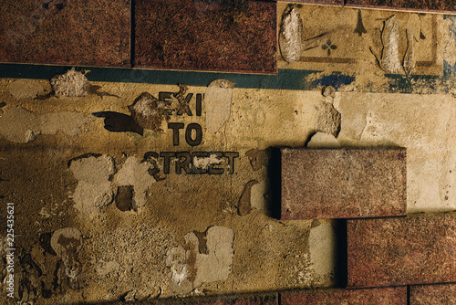 Exit To Street Stencil Detail - Abandoned Palace Theatre - Newark, New Jersey