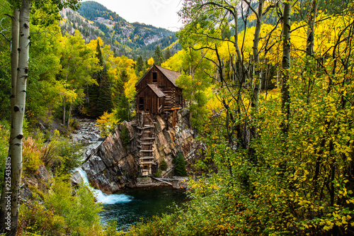 The Iconic and Beautiful Crystal Mill in Autumn with Fall Colors photo