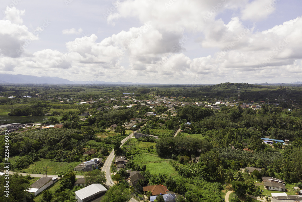 small town thailand aerial view