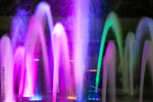 multi-colored fountain on long exposure