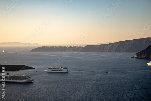 Cruise ships in Caldera, Santorini Greece