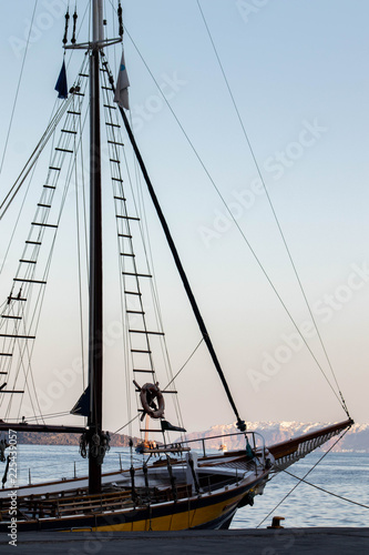 Sailboat at dock, Santorini Greece © Julian