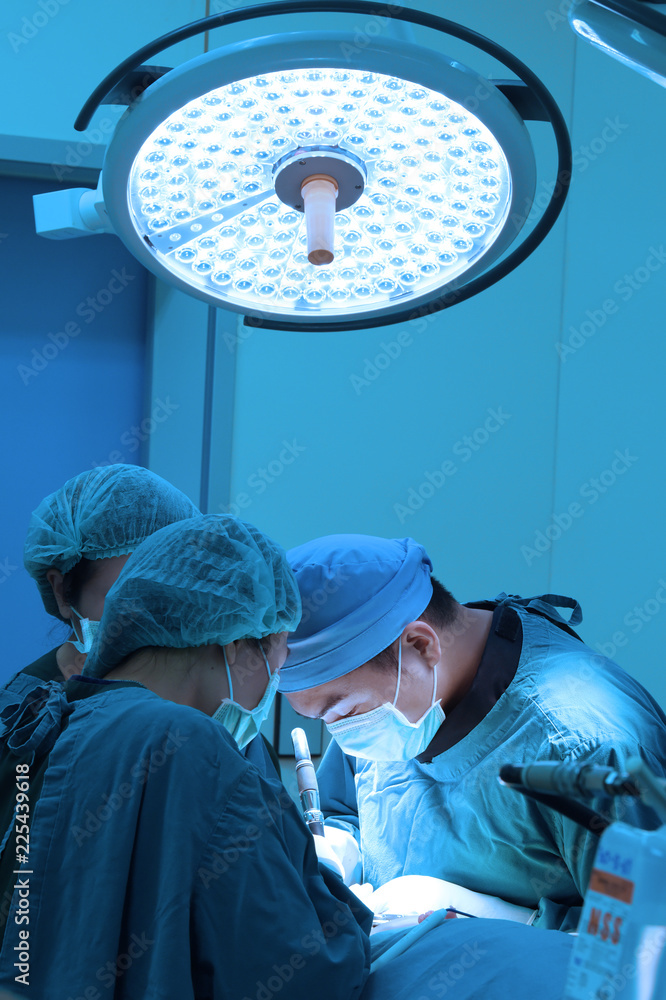 group of veterinarian surgery in operation room take with art lighting and blue filter group of veterinarian surgery in operation room take with art lighting and blue filter
