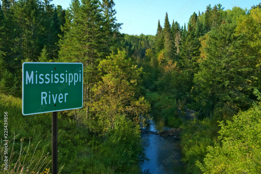 Mississippi River flowing north near its source at Itasca State Park in