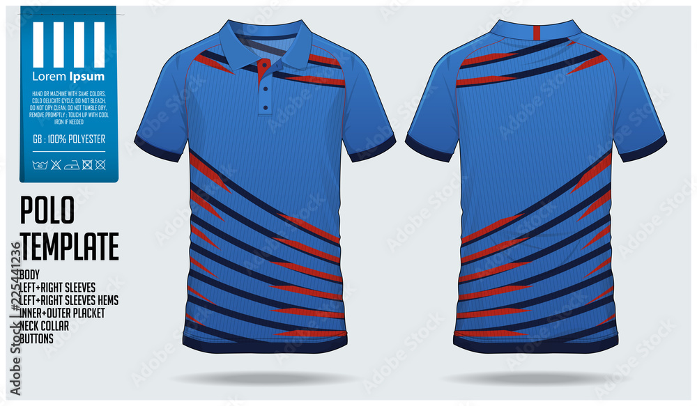 Blue Polo t-shirt sport template design for soccer jersey, football kit ...