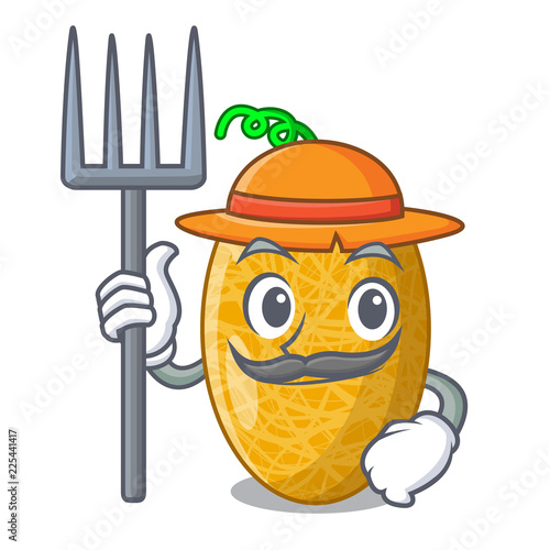 Farmer fresh honeydew melon on cartoon table