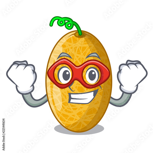 Super hero ripe honeydew melon in market cartoon