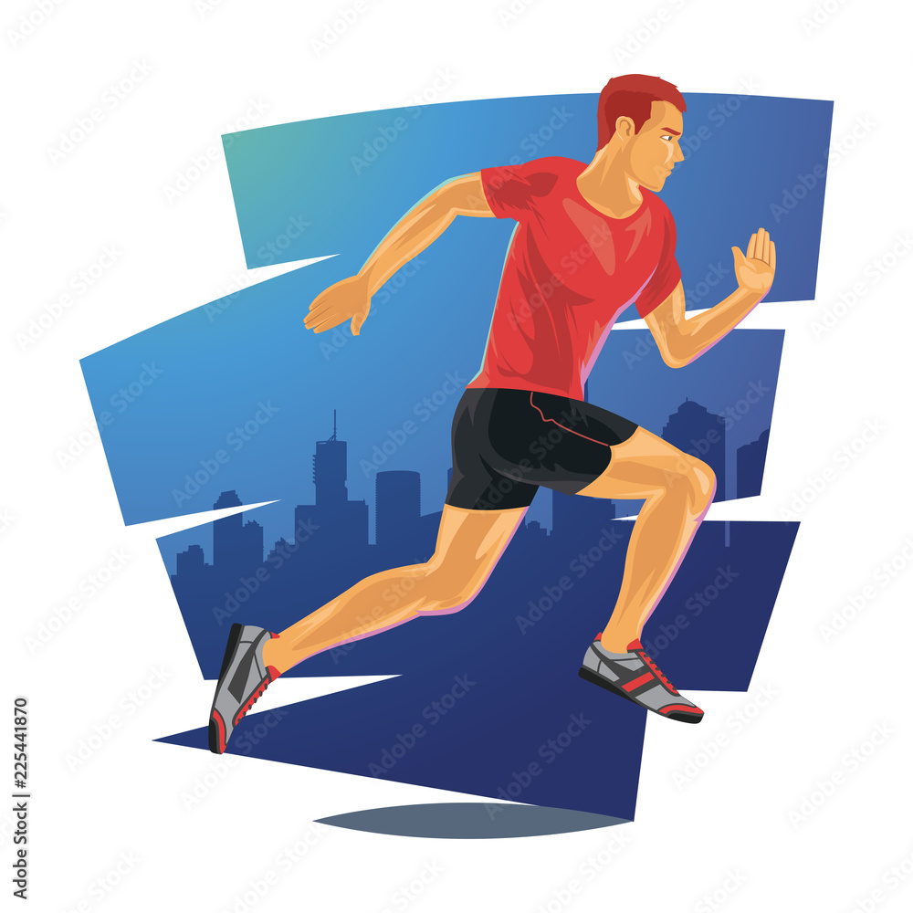 Running man in detailed vector illustration Running man in detailed vector illustration