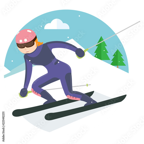 ski player speeding in the snow mountain