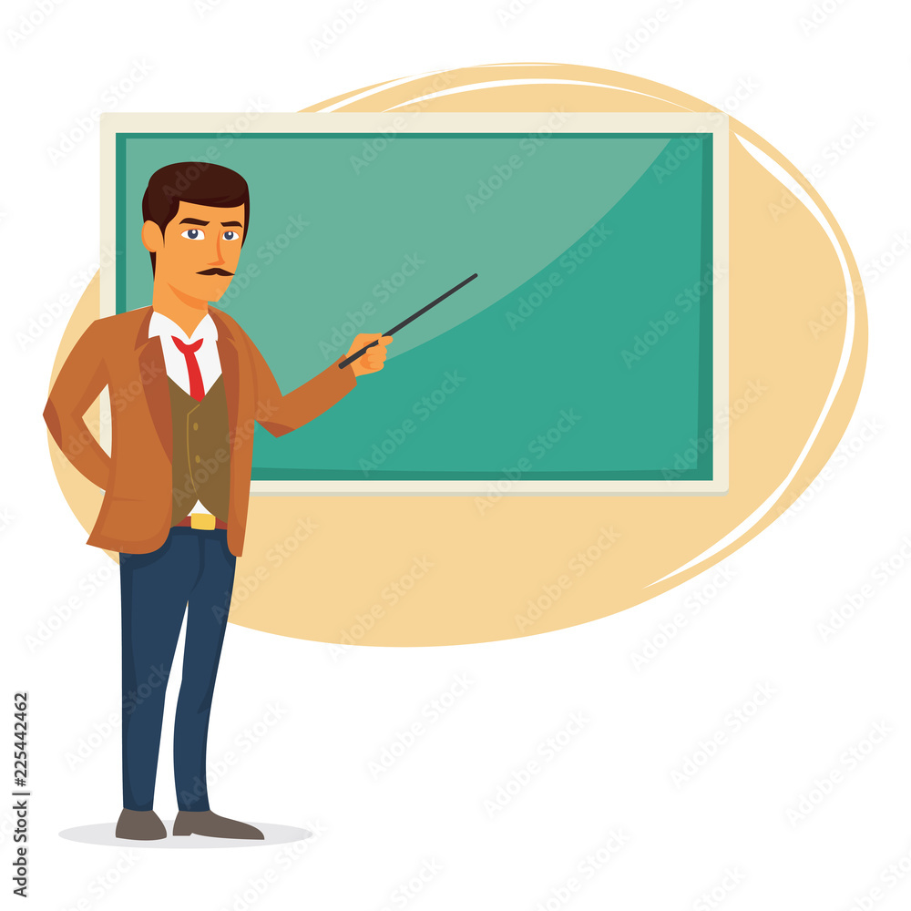 A boy student are presenting the task at the blackboard