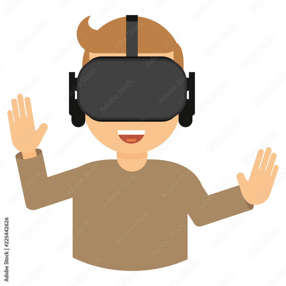 A man using virtual reality glasses for playing game A man using virtual reality glasses for playing game