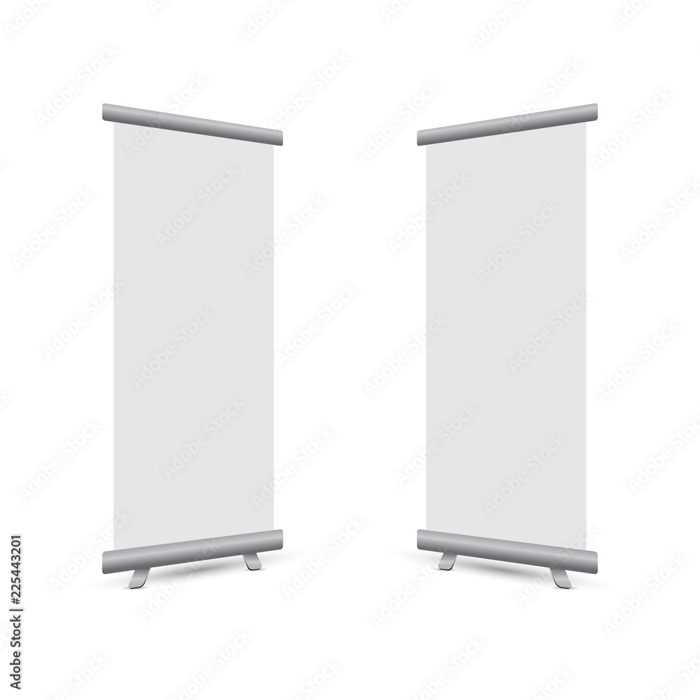 Perspective roll up banner business isolated on white background Perspective roll up banner business isolated on white background