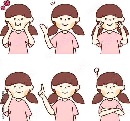 表情とジェスチャー(子供女の子)