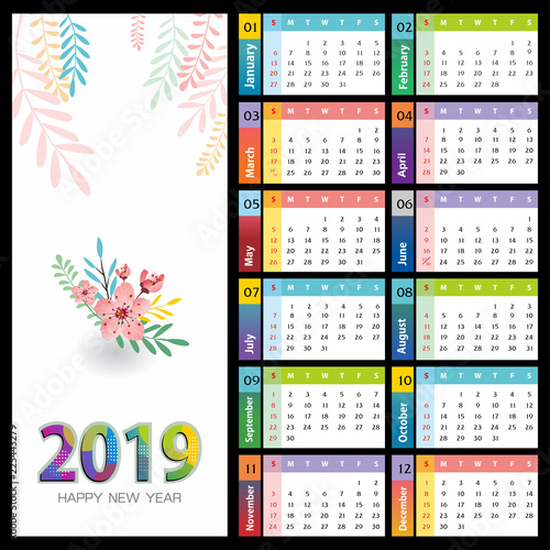 calendar template for 2019