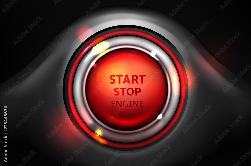 Start and stop car engine ignition button vector illustration