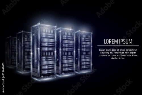 Hosting server vector geometric polygonal art style design