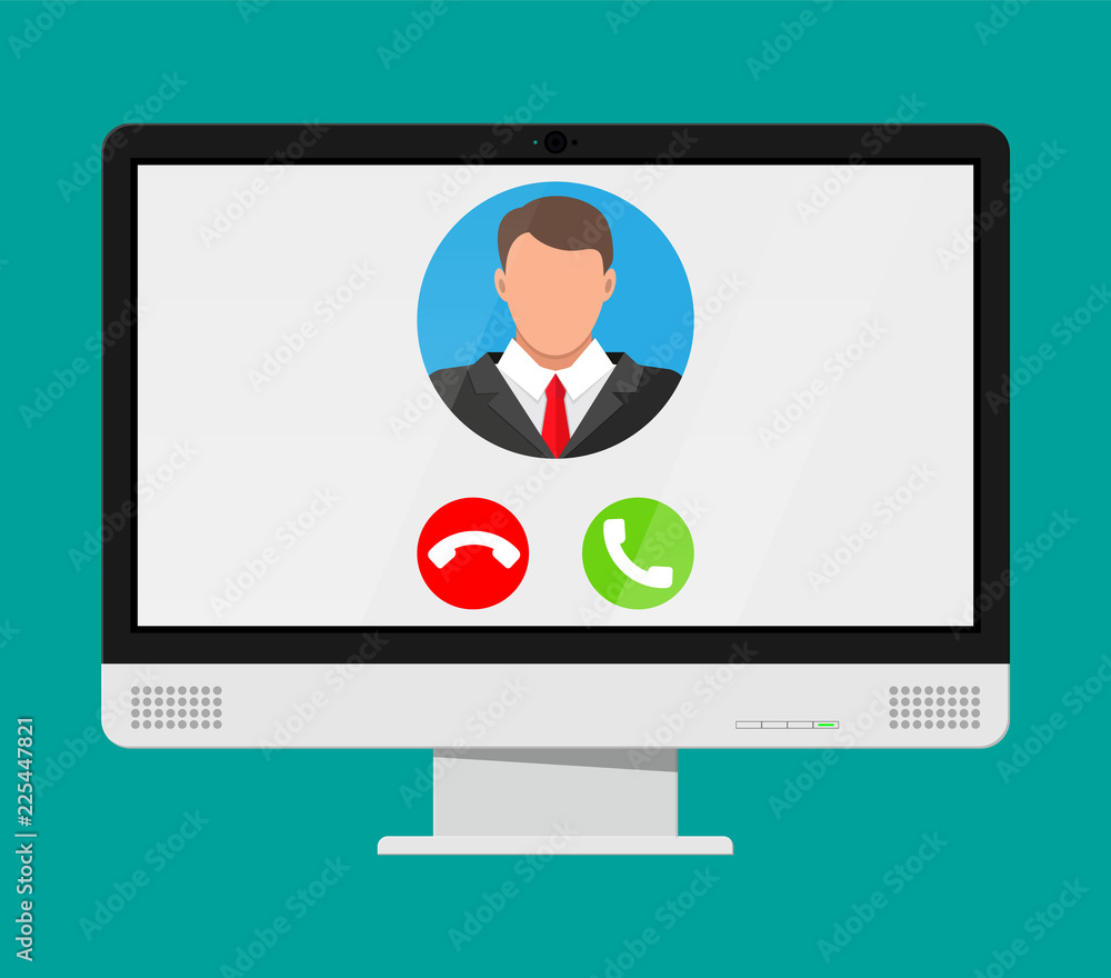 Incoming video call on computer Incoming video call on computer