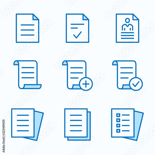 Document flat line icon set. Vector illustration. Editable stroke.