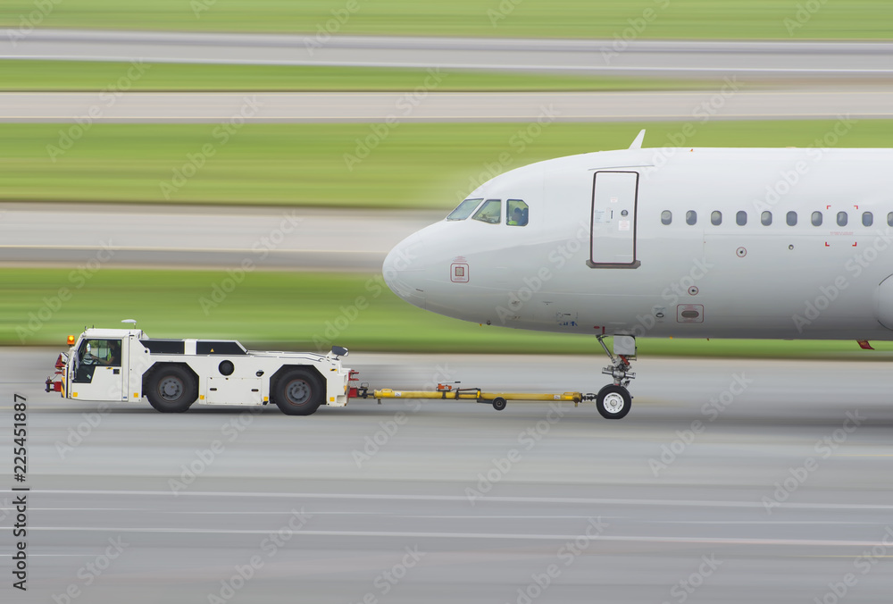 towing aircraft at the airport