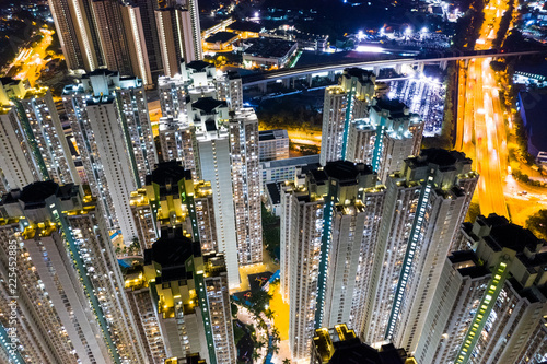 Hong Kong residential district at night