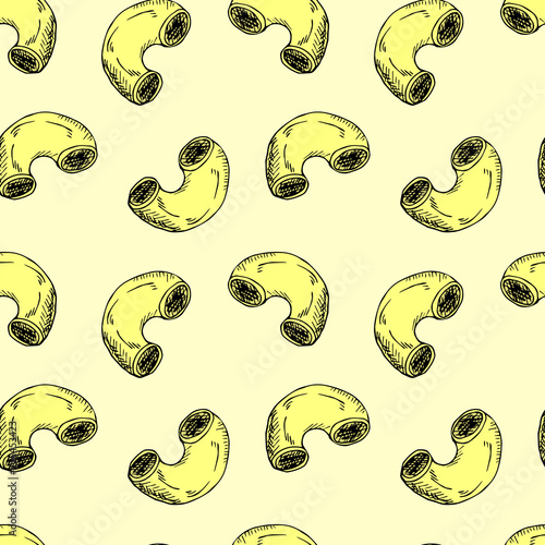 Seamless pattern of pasta in cartoon style. Perfect for menu, card, textile design