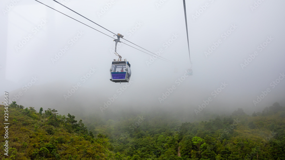 ngong ping cable car hong kong china in the rainy season and fog