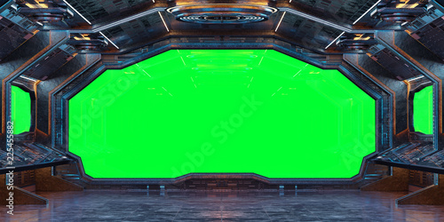 Fototapeta Naklejka Na Ścianę i Meble -  Grunge Spaceship interior background 3D rendering