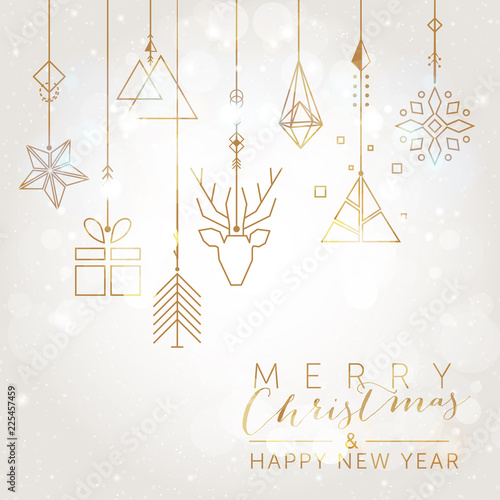 Christmas and New Year background with geometric elements
